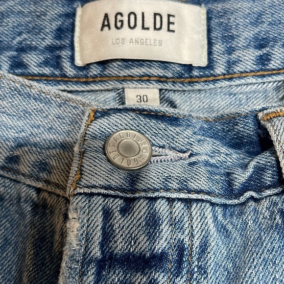 Agolde Riley Crop Distressed Jeans High Rise SZ 30 - Picture 3 of 5